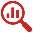 Magnifying glass with bar chart icon