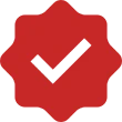 Verified status symbol in red