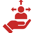 Support and direction symbol in red